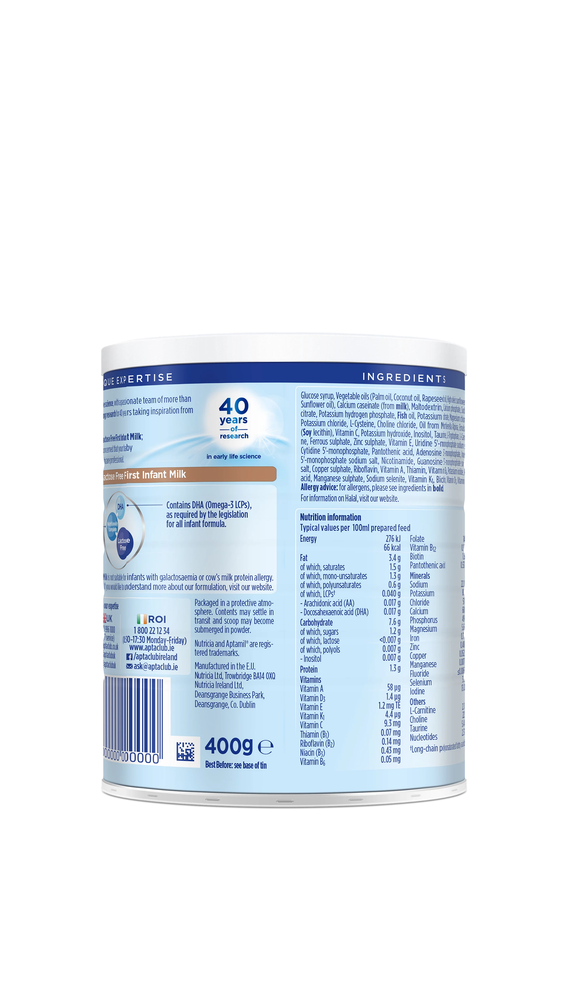 Aptamil® Lactose Free First Infant Formula Milk 400g | Aptashop